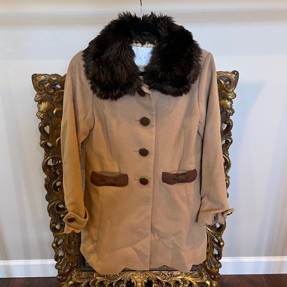 Liz Lisa Fur Pea Coat Vintage Style L